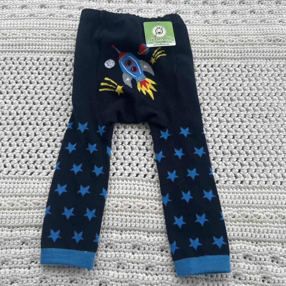 Space Rocket Doodle Pants Size Small NWT 3-12 Months Baby Leggings Warm Cute